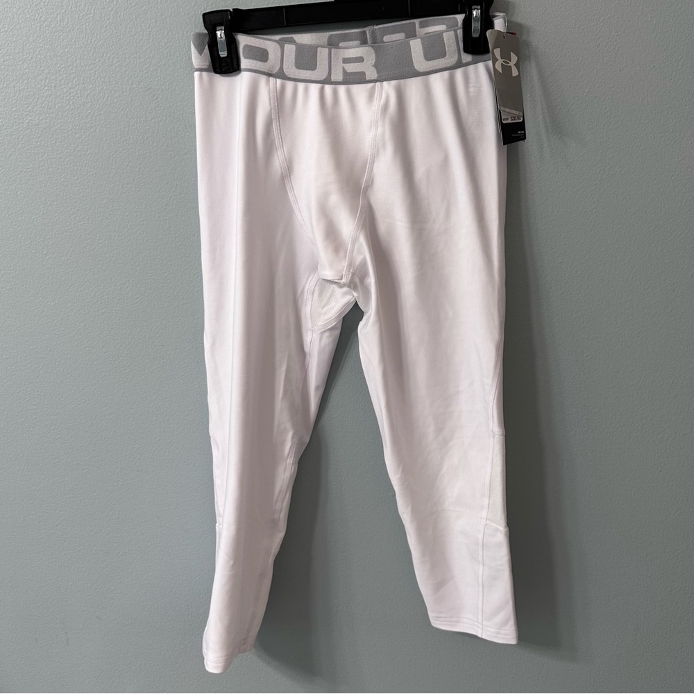 NWT Under Armour White Pants Size Youth XLarge Fitted HeatGear